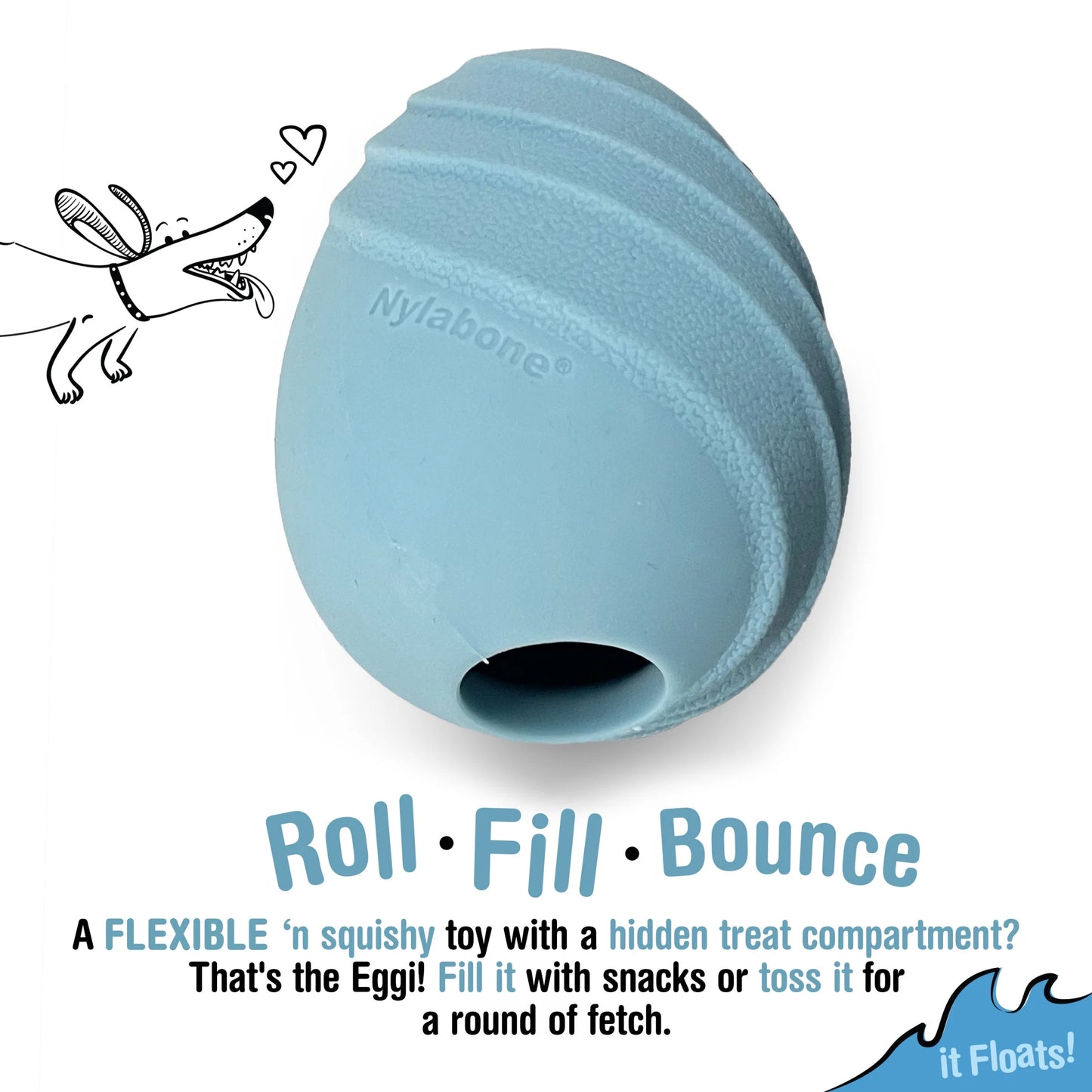 Eggi Interactive Dog Toy, Lightweight Bouncy Treat Toy, Creative Play & Exercise